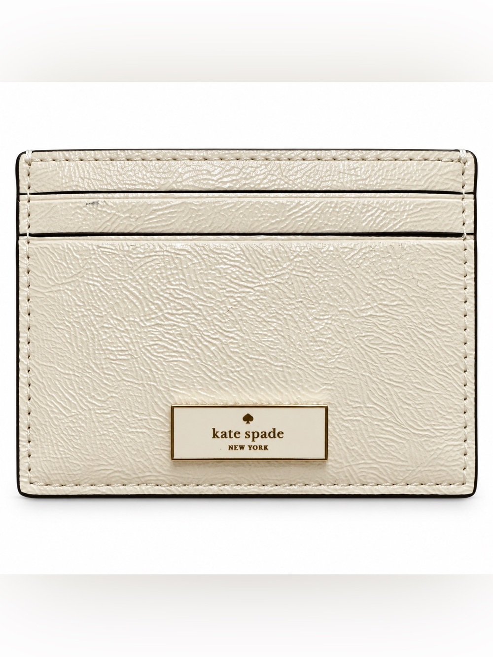 Kate Spade New York Ivory Patent Leather Card Holder Wallet